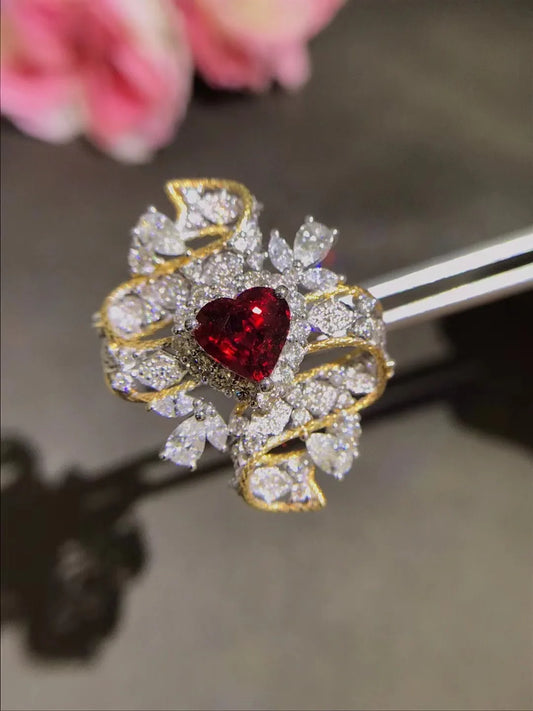 natural ruby ring 18K gold with diamond genuine luxury jewelry unburned pigeon blood fine women jewelry free shipping