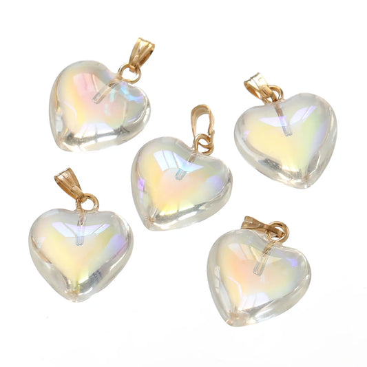 10Pcs Lampwork Glass Heart Beads Charms Crystal pendants for DIY Handmade Jewelry Making Necklaces Earrings Accessories