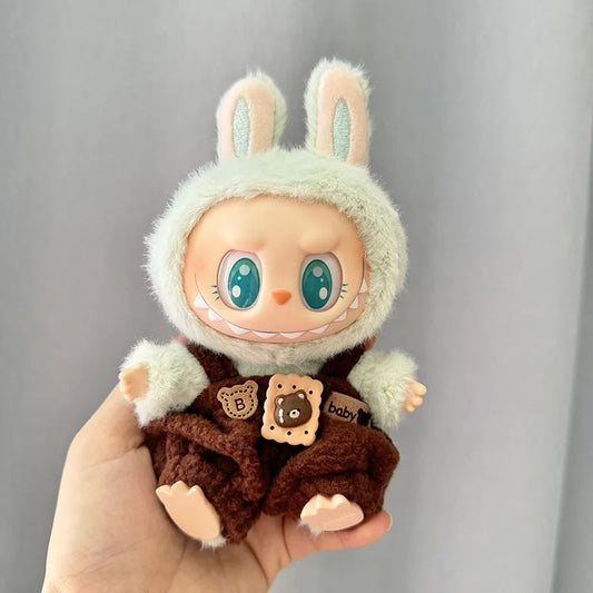 17cm Mini Plush Doll'S Clothes Outfit Accessories For Korea Kpop Exo Labubu I II Idol Dolls Sitting Party overalls Clothing Gift