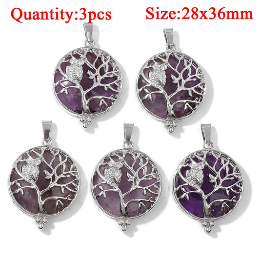Fashion Amethyst Stone Gem Pendant Natural Purple Quartz Silver Color Charm Jewelry Accessory For Necklace Bracelet Necklace DIY