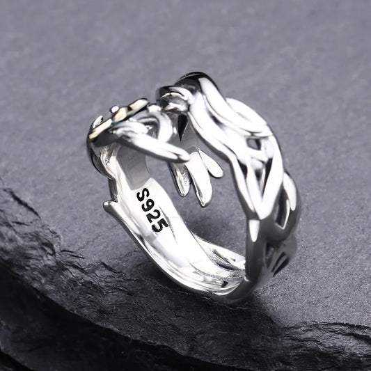 Wholesale 925 sterling silver cross ring for men and women live ring vine thai silver retro distressed personalized jewelry