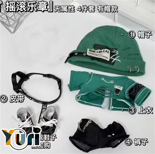 Yuri Green Kpop Rock Hip Hop no attribute Retro Gentleman Clothes Hat Outfit For 20cm Doll Toy Clothing Cosplay Cute Gift C XM