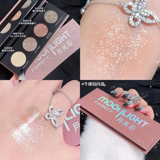 Fine Flash Four Color Eyeshadow Beauty Milky Way Broken Diamond Burst Eyeshadow Tray monochrome glitter Pearl makeup