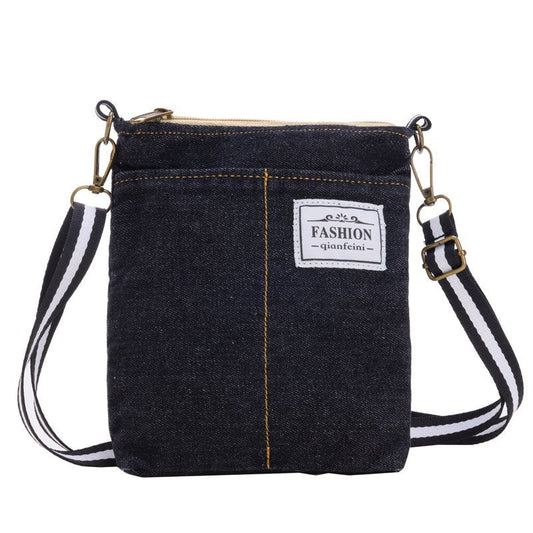 Trendy Cool Denim Children’s Fashion Patched Letter Small Square Bag