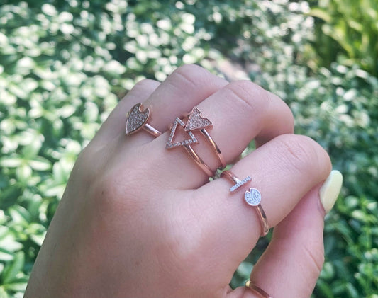 Skyscraper Triangle Diamond Ring in 14K Rose Gold Vermeil on Sterling